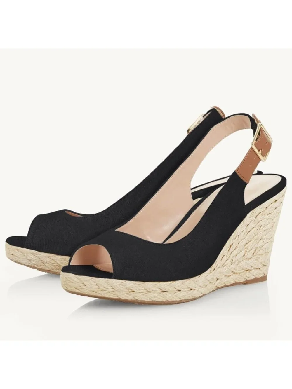 Comfortable Summer Wedge Sandals - Peep Toe Espadrilles with Ankle Strap, Dressy